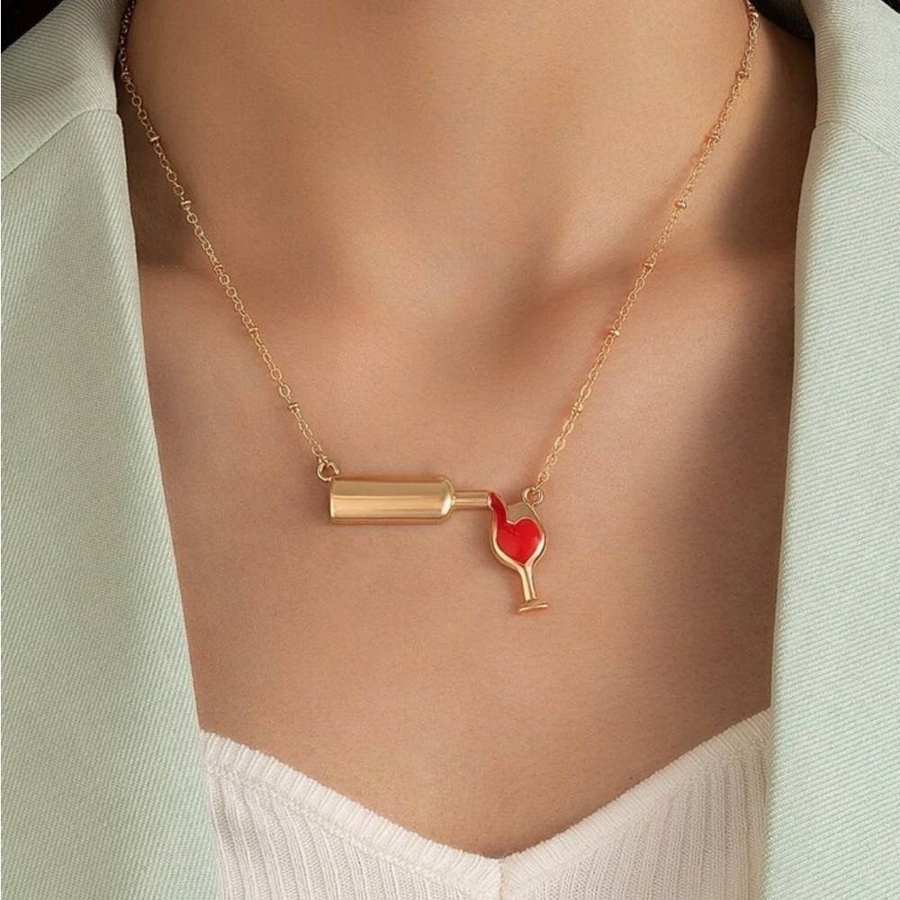 A Tiny Bit Of Drink Wine Glass Necklace